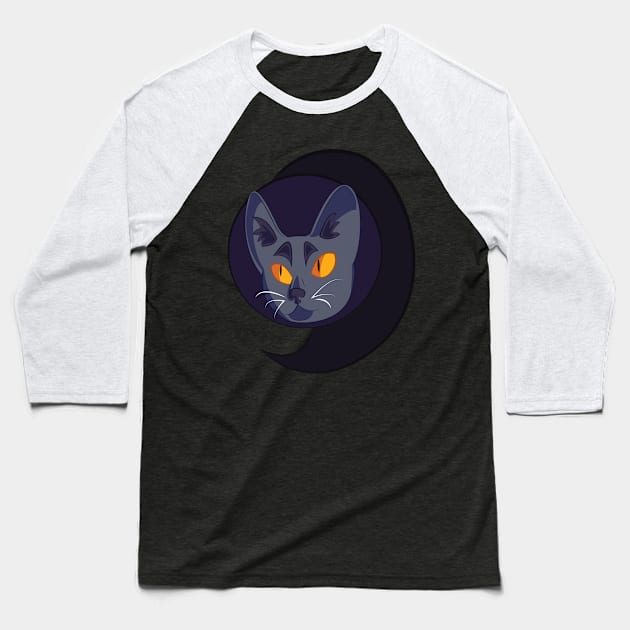 The Witching Cat Baseball T-Shirt by artpunk